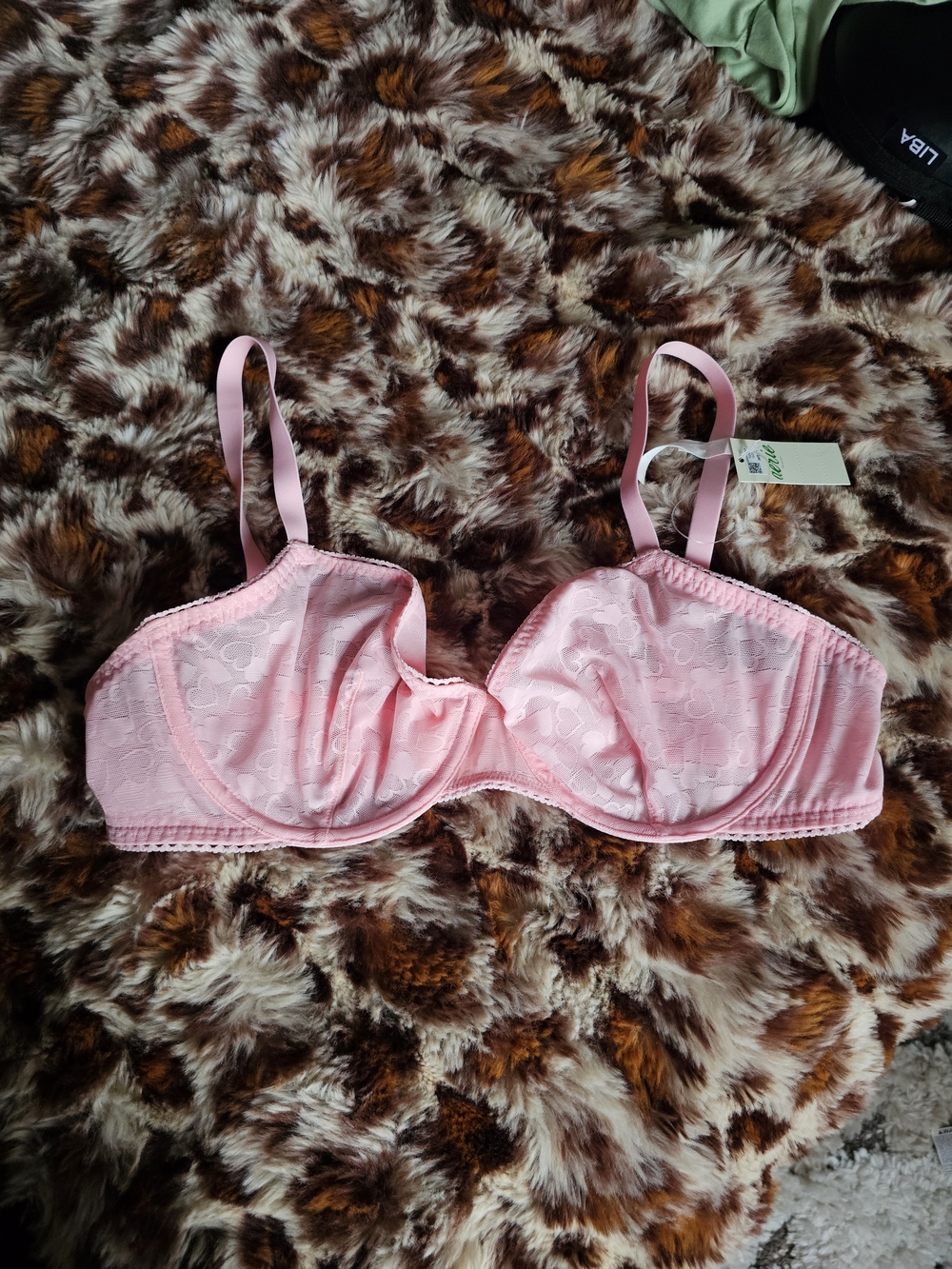 Aerie Light Pink Lace Demi Bra With Heart Embroider